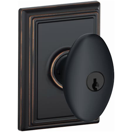 Schlage Siena Keyed Entry Single Cylinder Door Knob Set with Decorative Addison Trim Aged Bronze