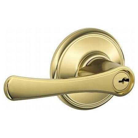 Schlage Avila Single Cylinder Keyed Entry Door Lever Set Bright Brass