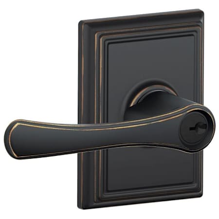 Schlage Avila Single Cylinder Keyed Entry Door Lever Set with Decorative Addison Trim Aged Bronze
