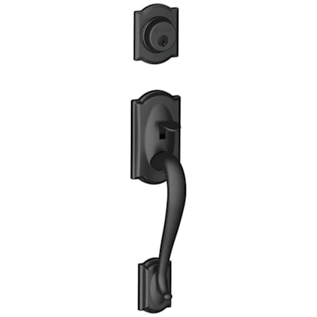 Schlage Camelot Single Cylinder Exterior Entrance Handleset from the F-Series Matte Black