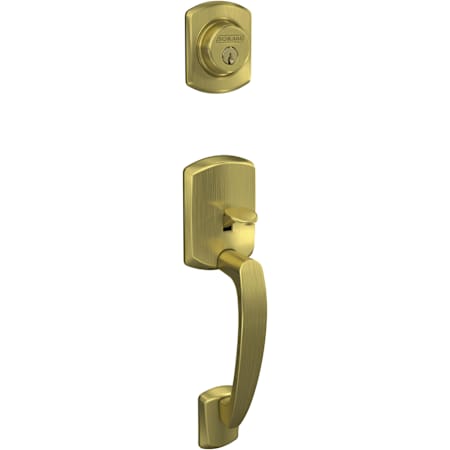 Schlage Greenwich Single Cylinder Keyed Entry Handleset from the F-Series - Exterior Only Satin Brass