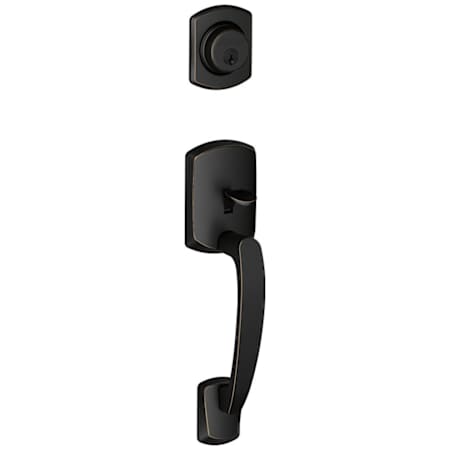 Schlage Greenwich Single Cylinder Keyed Entry Handleset from the F-Series - Exterior Only Aged Bronze