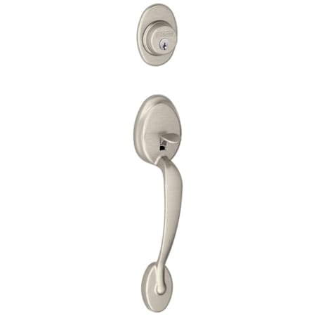 Schlage Plymouth Single Cylinder Exterior Entrance Handleset from the F-Series Satin Nickel