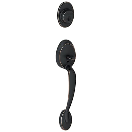 Schlage Plymouth Single Cylinder Exterior Entrance Handleset from the F-Series Aged Bronze