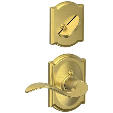 Schlage Accent Right Handed Single Cylinder Interior Pack with Decorative Camelot Trim - Exterior Handleset Sold Separately Satin Brass