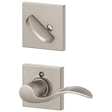 Schlage Accent Left Handed Single Cylinder Interior Pack with Decorative Collins Trim - Exterior Handleset Sold Separately Satin Nickel