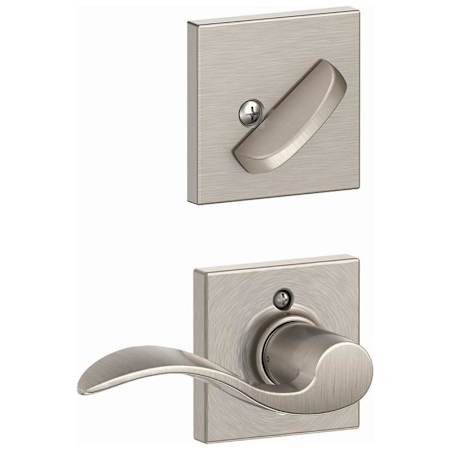 Schlage Accent Right Handed Single Cylinder Interior Pack with Decorative Collins Trim - Exterior Handleset Sold Separately Satin Nickel