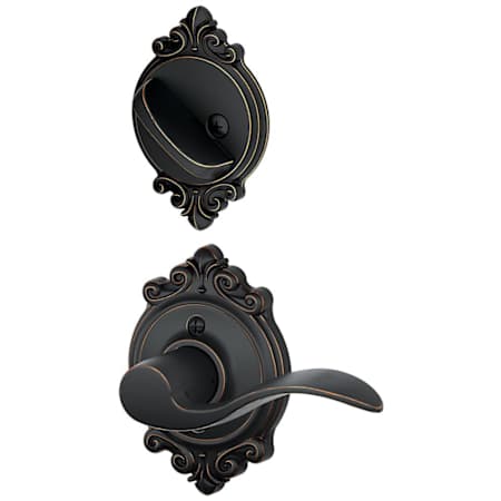 Schlage Accent Left Handed Single Cylinder Interior Pack with Decorative Brookshire Trim - Exterior Handleset Sold Separately Aged Bronze