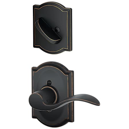 Schlage Accent Left Handed Single Cylinder Interior Pack with Decorative Camelot Trim - Exterior Handleset Sold Separately Aged Bronze