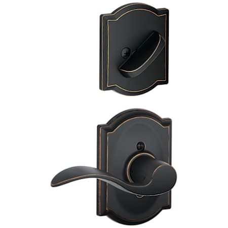 Schlage Accent Right Handed Single Cylinder Interior Pack with Decorative Camelot Trim - Exterior Handleset Sold Separately Aged Bronze