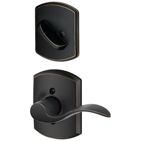 Schlage Accent Left Handed Single Cylinder Interior Pack with Decorative Greenwich Trim - Exterior Handleset Sold Separately Aged Bronze