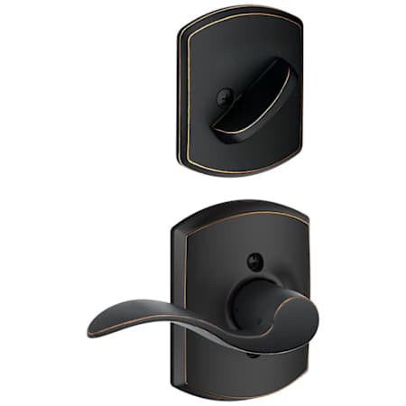 Schlage Accent Right Handed Single Cylinder Interior Pack with Decorative Greenwich Trim - Exterior Handleset Sold Separately Aged Bronze