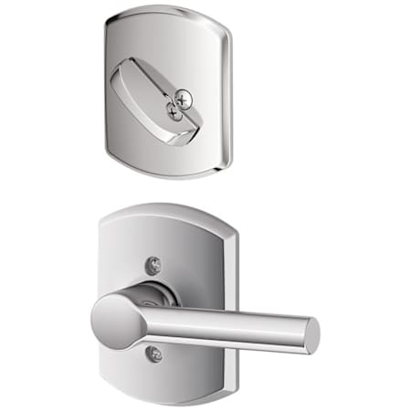 Schlage Broadway Single Cylinder Interior Pack with Decorative Greenwich Trim - Exterior Handleset Sold Separately Bright Chrome