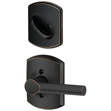 Schlage Broadway Single Cylinder Interior Pack with Decorative Greenwich Trim - Exterior Handleset Sold Separately Aged Bronze