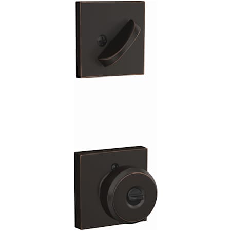 Schlage Bowery Knob Single Cylinder Keyed Entry Interior Pack with Collins Trim - Exterior Handleset Sold Separately Aged Bronze