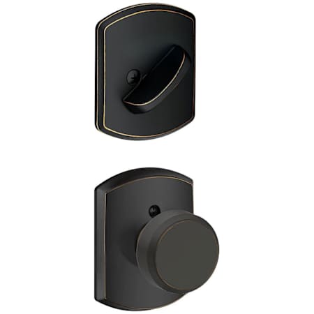 Schlage Bowery Single Cylinder Interior Pack with Decorative Greenwich Trim - Exterior Handleset Sold Separately Aged Bronze