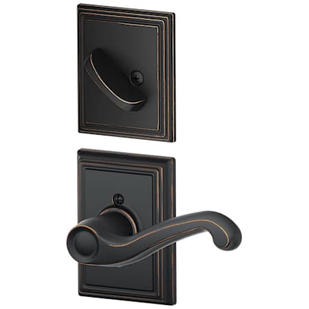 Schlage Flair Left Handed Single Cylinder Interior Pack with Decorative Addison Trim - Exterior Handleset Sold Separately Aged Bronze
