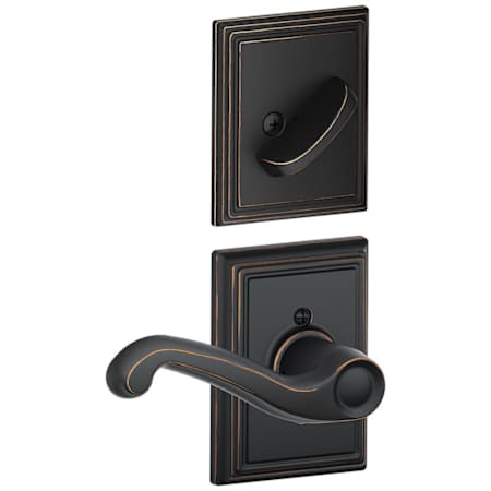 Schlage Flair Right Handed Single Cylinder Interior Pack with Decorative Addison Trim - Exterior Handleset Sold Separately Aged Bronze