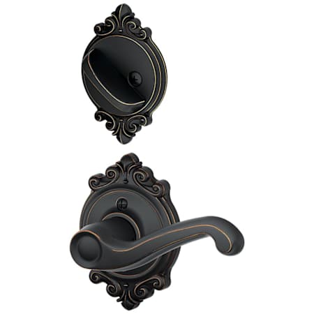 Schlage Flair Left Handed Single Cylinder Interior Pack with Decorative Brookshire Trim - Exterior Handleset Sold Separately Aged Bronze
