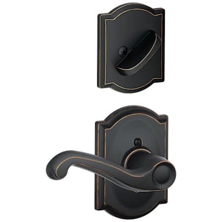 Schlage Flair Right Handed Single Cylinder Interior Pack with Decorative Camelot Trim - Exterior Handleset Sold Separately Aged Bronze