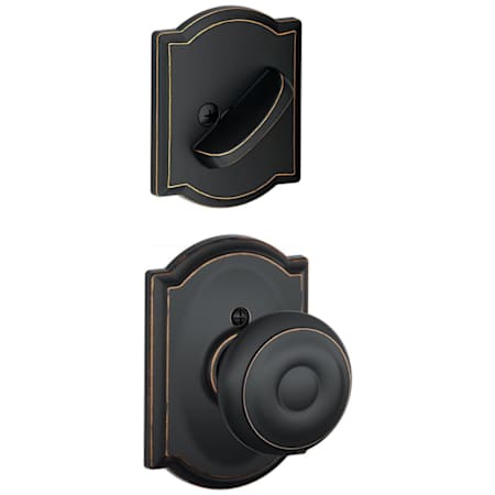 Schlage Georgian Single Cylinder Interior Pack with Decorative Camelot Trim - Exterior Handleset Sold Separately Aged Bronze