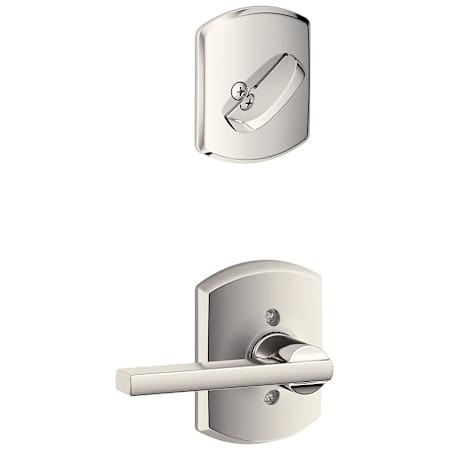 Schlage Latitude Single Cylinder Interior Pack with Decorative Greenwich Trim - Exterior Handleset Sold Separately Polished Nickel