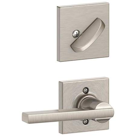 Schlage Latitude Lever Single Cylinder Keyed Entry Interior Pack with Collins Trim - Exterior Handleset Sold Separately Satin Nickel