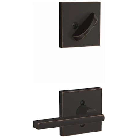 Schlage Latitude Lever Single Cylinder Keyed Entry Interior Pack with Collins Trim - Exterior Handleset Sold Separately Aged Bronze