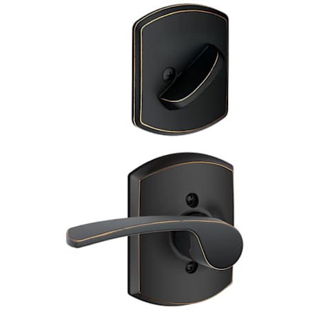 Schlage Merano Right Handed Single Cylinder Interior Pack with Decorative Greenwich Trim - Exterior Handleset Sold Separately Aged Bronze