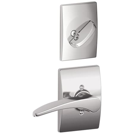Schlage Manhattan Right Handed Single Cylinder Interior Pack with Decorative Century Trim - Exterior Handleset Sold Separately Bright Chrome