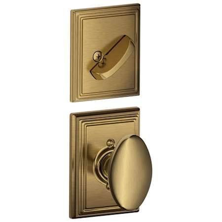 Schlage Siena Single Cylinder Interior Pack with Decorative Addison Trim - Exterior Handleset Sold Separately Antique Brass