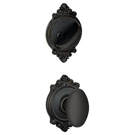 Schlage Sienna Single Cylinder Interior Pack with Brookshire Rosette - Exterior Handleset Sold Separately Aged Bronze