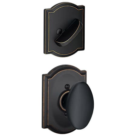 Schlage Siena Single Cylinder Interior Pack with Decorative Camelot Trim - Exterior Handleset Sold Separately Aged Bronze