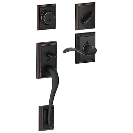 Schlage Addison Right Handed Sectional Single Cylinder Keyed Entry Handleset with Accent Lever with Decorative Addison Trim Aged Bronze