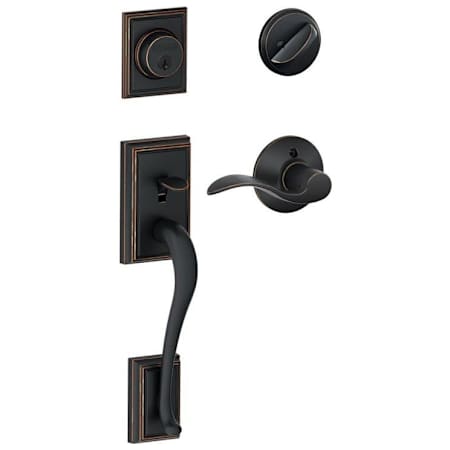 Schlage Addison Right Handed Sectional Single Cylinder Keyed Entry Handleset with Accent Lever Aged Bronze