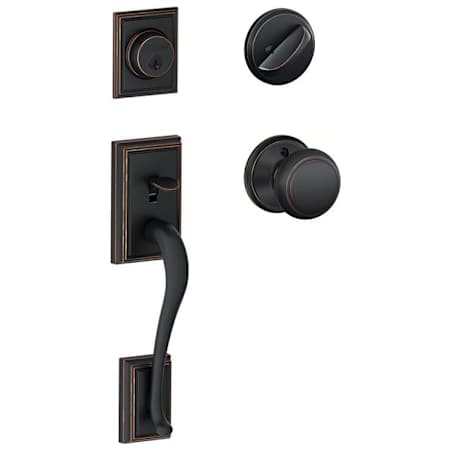 Schlage Addison Sectional Single Cylinder Keyed Entry Handleset with Andover Knob Aged Bronze