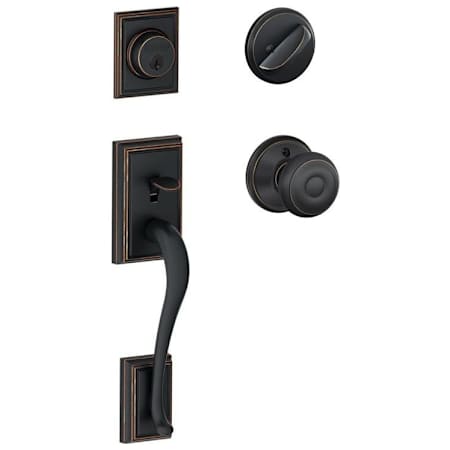 Schlage Addison Sectional Single Cylinder Keyed Entry Handleset with Georgian Knob Aged Bronze