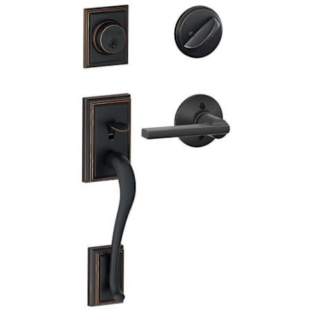 Schlage Addison Sectional Single Cylinder Keyed Entry Handleset with Latitude Lever Aged Bronze