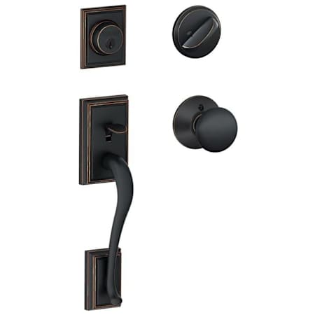 Schlage Addison Sectional Single Cylinder Keyed Entry Handleset with Plymouth Knob Aged Bronze