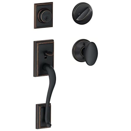 Schlage Addison Sectional Single Cylinder Keyed Entry Handleset with Siena Knob Aged Bronze