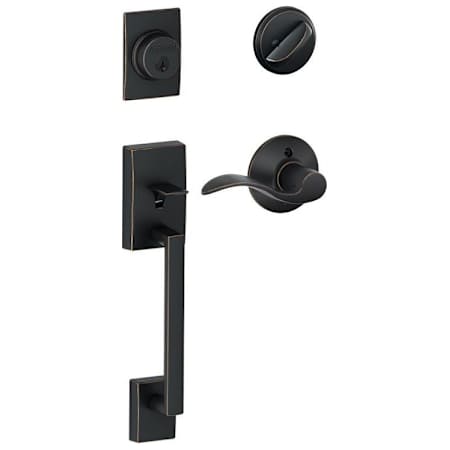 Schlage Century Right Handed Sectional Single Cylinder Keyed Entry Handleset with Accent Lever Aged Bronze