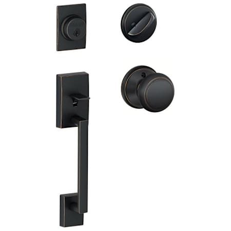 Schlage Century Sectional Single Cylinder Keyed Entry Handleset with Andover Knob Aged Bronze