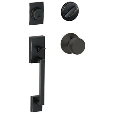 Schlage Century Sectional Single Cylinder Keyed Entry Handleset with Bowery Knob Aged Bronze