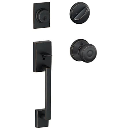 Schlage Century Sectional Single Cylinder Keyed Entry Handleset with Georgian Knob Aged Bronze