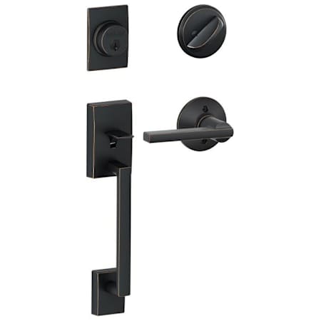 Schlage Century Sectional Single Cylinder Keyed Entry Handleset with Latitude Lever Aged Bronze