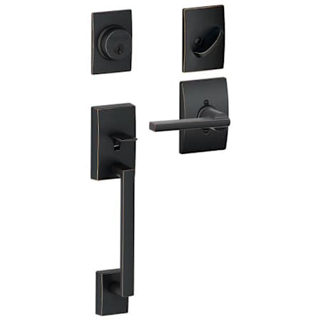 Schlage Century Sectional Single Cylinder Keyed Entry Handleset with Latitude Lever and Decorative Century Trim Aged Bronze