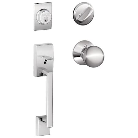 Schlage Century Sectional Single Cylinder Keyed Entry Handleset with Orbit Knob Bright Chrome