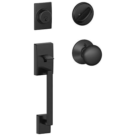 Schlage Century Sectional Single Cylinder Keyed Entry Handleset with Plymouth Knob Matte Black