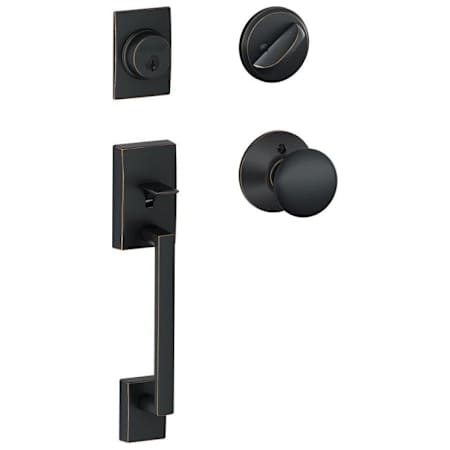 Schlage Century Sectional Single Cylinder Keyed Entry Handleset with Plymouth Knob Aged Bronze