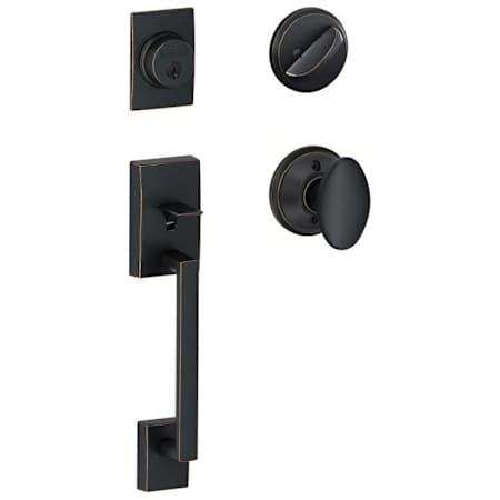 Schlage Century Sectional Single Cylinder Keyed Entry Handleset with Siena Knob Aged Bronze